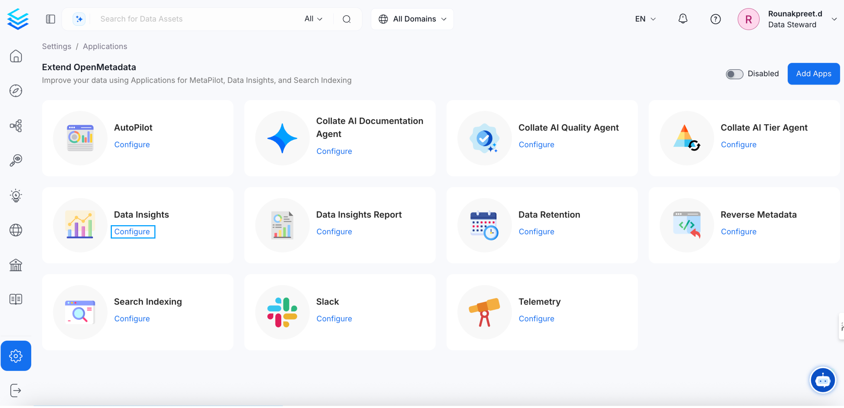 Installed the Data Insights Application