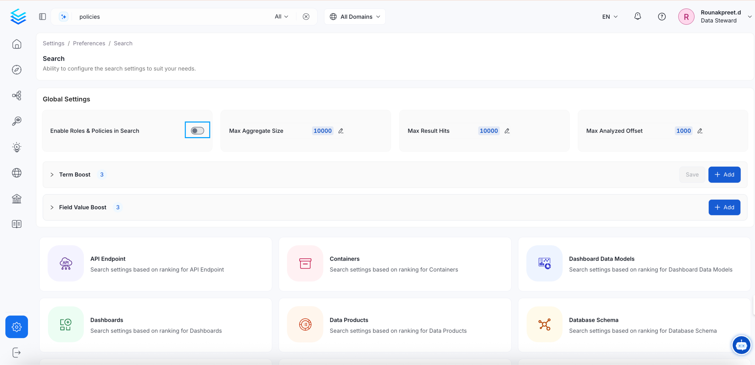 Roles Based Access Controls (RBAC) Search Option